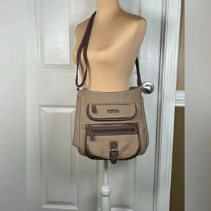 MultiSac Two tone brown multi compartment organizer bag handbag crossbody